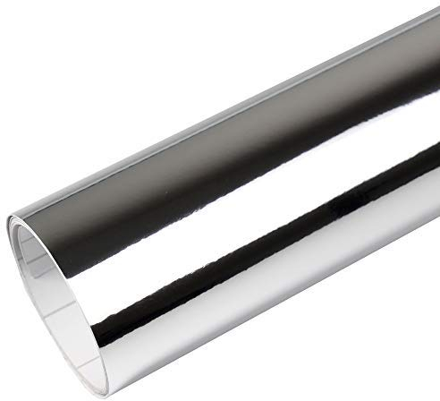 Rapid Teck® 15,79€/m Premium Chrom Silber - 50cm x 1,52m - Blasenfrei mit Luftkanälen - Auto Folierung - Car Wrapping Folie - Schwarze Folie Auto