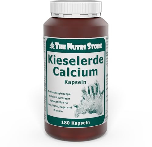 Kieselerde Calcium Kapseln 180 Stk. - Nahrungsergänzungsmittel mit wichtigen Aufbaustoffen für Haut, Haare, Nägel und Knochen