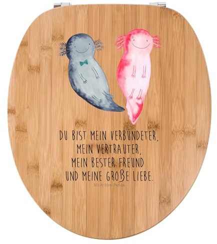 Mr. & Mrs. Panda Motiv WC Sitz Axolotl Freundin - Geschenk, Liebe, Verlobter, Toilettendeckel, Molch, Liebesbeweis, Klobrille, WC-Sitz, Lurche,