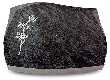 Wilhelmy Grabmale Galaxie Orion Alu Grabplatte, Grabstein, Grabkissen, Urnengrabstein, Liegegrabstein Modell Galaxie 40 x 30 x 7 cm Orion-Granit, poliert inkl. Gravur (Sandstrahl-Ornament Rose 2)