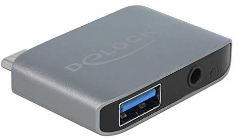 Delock Adaptador de audio USB Type-C macho - Jack 3,5 mm + USB 3.0 A Bu