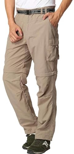 FLYGAGA Hommes Outdoor Pantalon de randonnée Pantalon Zip Off Jambes de Pantalon Amovibles Short d'été avec Ceinture Léger Séchage Rapide Respirant Pantalon Fonctionnel Pantalon de Trekking Cargo