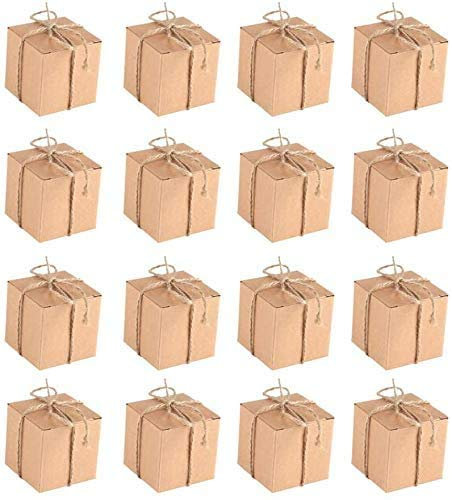 Hztyyier 50 Stücke Kraftpapier Geschenkbox mit Juteschnur Schokolade Bastelpapier Aufbewahrungsbox für Party Hochzeitsfeier Feier