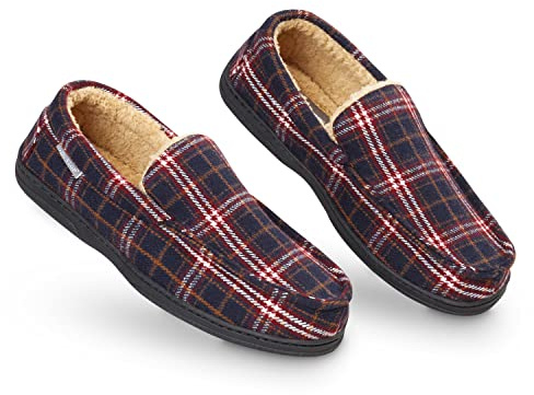 DUNLOP Chausson Homme Semelles Antidérapantes Chaussons Charentaises Hommes Mémoire de Forme Intérieur Extérieur Pantoufles Mocassins Loafers Hiver