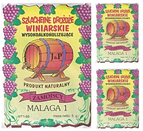 Hugbert Weinhefe Malaga 1, Nährstoff Klärungsmittel für Weiß- Rotweine, 100% natürlisches Produkt, Hefe, 3 Stück