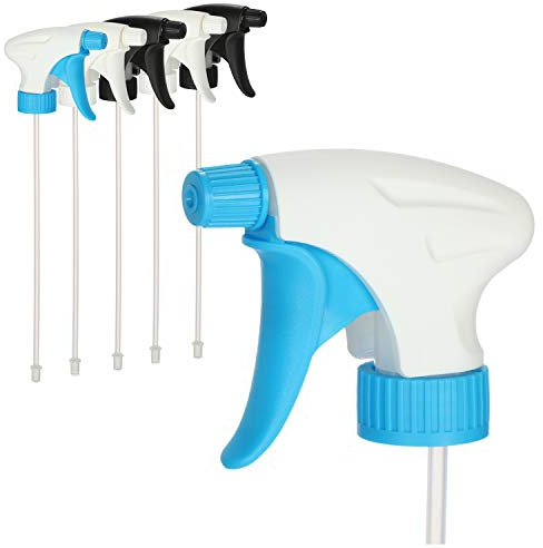 COM-FOUR® 6X Sprühaufsatz für Sprühflaschen - Sprühkopf in DREI Farben - Sprüher mit 28/400 Gewinde (blau + weiß + schwarz)