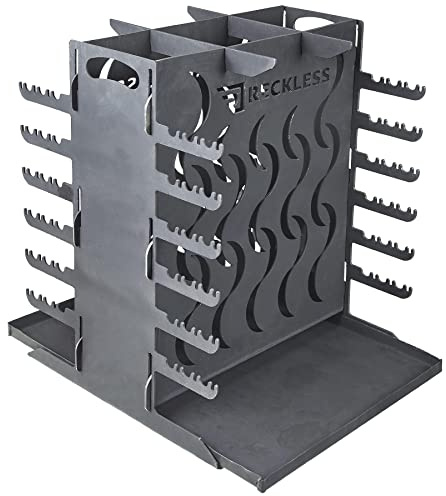 CKG Mangal Vertical Freestanding Work Area BBQ Portable Grill - Folding Steel Picnic Camping Outdoor Мангал Brazier - Double Sided 12 Screws Barbecue Grills 3 mm – Black
