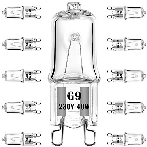 EKSAVE G9 Halogen Bulb 40W 230V 2 Pin Base Replacement Light Bulbs Dimmable Warm White (10 Pack)