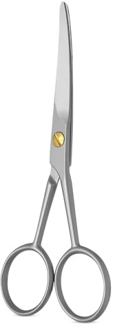 Forbici da barba – punta arrotondata – design ergonomico – in acciaio inox lucidato – adatto anche come forbici per naso e orecchie