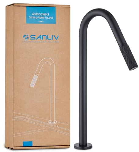 Sanliv Filtered Water Faucet for Kitchen Sink, Matte Black RO Drinking Water Faucet, Pure Water Filter Tap for Reverse Osmosis Filtration System, Stainless Steel, Matte Black