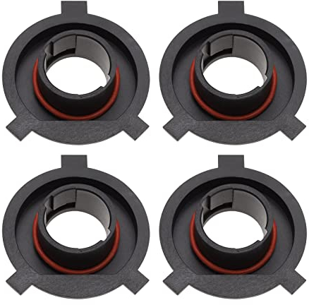 Be In Your Mind 4 STÜCKE H4 LED Scheinwerfer Adapter Sockel Lampenfassungen Halter mit Dichtungsringen Auto Scheinwerfer Lampenhalter Beleuchtung Baugruppen Kunststoff Schwarz