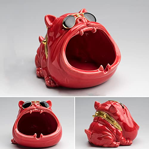 WEROFY Cendriers, Mini Poubelle, Mini Poubelle Doux Creative Céramique Table Poubelle Can Ribbing Basket, Multi-usages/Multifonction,Red (Color : Rosso)