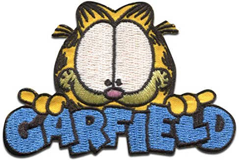 Comercial Mercera Garfield Aufnäher zum Aufbügeln 7,5 x 4,8 cm Bügelbild für Erwachsene Kinder mit Comic Katze Kult Fan, Bügelpatch Patches Bügelflicken Geschenk
