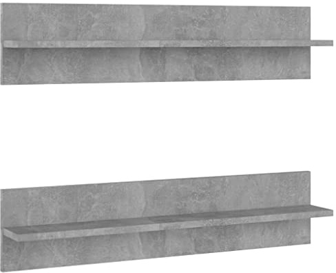 vidaXL Mensole Muro 2pz Grigio Cemento 80x11,5x18cm Legno Multistrato