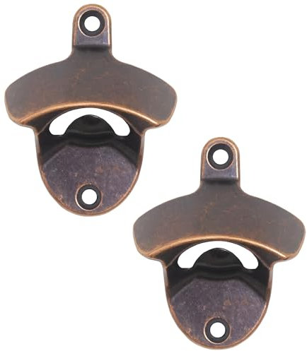 Luwanburg Old Fashioned Bottle Opener Wall Mounted Antique Copper Beer Top Opener Table Mounted Bottle Cap Opener Stainless (Pack of 2)