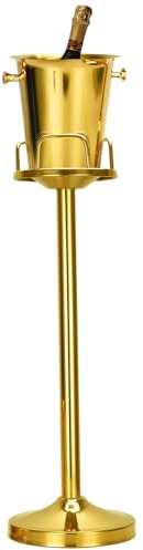 Champagne Ice Bucket with Stand Stainless Steel Wine Bucket on Stand Ice Cube Chiller Container Standing Ice Bucket for Party Wedding Beer Ktv BBQ Club Bar