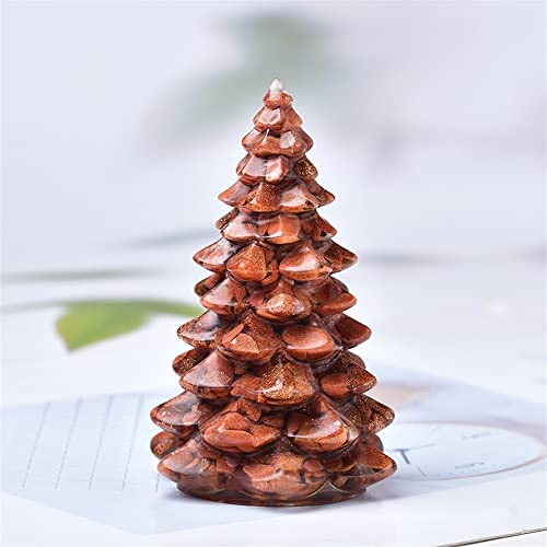 Collections de la Maison 1 pièce Naturel Fait à la Main Moule Cristal Gravier Bricolage résine Artisanat Arbre noël Statue décoration de la Maison Souvenir Beau Cristal (Color : Gold Sandstone, Size