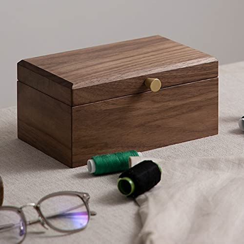 Nähkorb, Holz-Nähkorb, erweiterbarer Nähkasten, Retro-Aufbewahrungsbox mit geeignetem Universal-Nähset-Zubehör für Anfänger (Farbe: Braun-A, Größe: 20 x 12 x 9,5 cm)