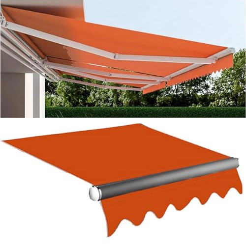 ZDHFFFUK Retractable Awning Shade Fabric Replacements Heavy Duty Polyester Patio Door Window Awning Sunshade Shelter Outdoor Canopy Garden,no Telescopic Arm(Size:5x2m,Color:Orange)