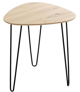 HAKU Beistelltisch Eiche hell schwarz MDF Metall Couchtisch klein - Maße: B 40 x H 43 x T 40 cm Style: Modern