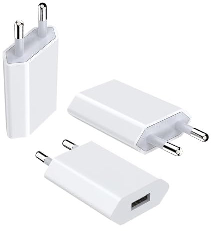 Wonvify Caricatore USB Universale, 3 Pezzi 5V 1A Presa Spinotto Adattatore, Caricabatterie Alimentatore Spina Compatible with i-Phone XS SE Max XR X 8 7 6 6s 5S Plus, Samsung, Xiaomi, Auricolare