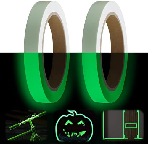 MEXRUMI 2 Piezas Cinta Adhesiva Luminosa Cinta Fluorescente Adhesiva Cinta Autoadhesiva Tape Fluorescente Cinta Autoadhesiva Etiqueta Cinta Adhesiva Decorativa De Pared Cinta De Seguridad (1.5Cm/2Cm)