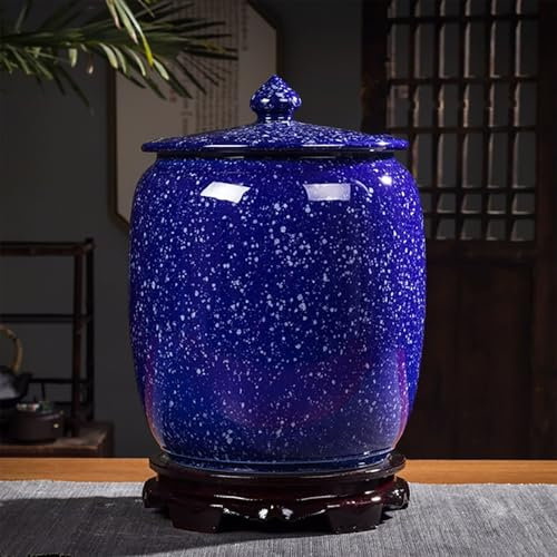Rice Storage Box Kitchen Sealed Jar With Lid Grain Dispenser Grain & Rice Storage Ceramic Container Rice Dispenser Airtight Storage Bucket For Grains Snacks Candy Coffee Beans Food Dispenser(Blue,110l