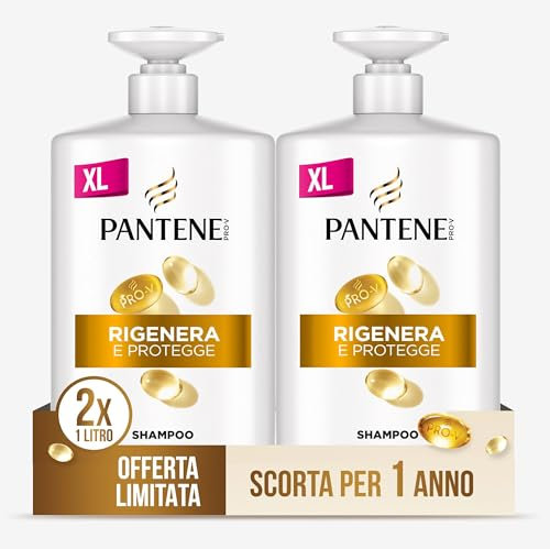 Pantene Shampoo Rigenera E Protegge per Capelli Deboli Danneggiati Formato Maxi Convenienza 2x1000ML