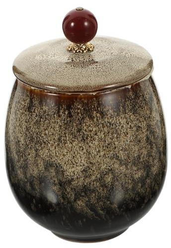IMIKEYA 1 Vaso Di Stoccaggio In Ceramica Vasetti Di Caramelle Con Coperchi Dispenser Di Tè Vaso Di Cibo Ermetico Lattina Di Tè Tradizionale Vaso Di Conservazione Alimentare