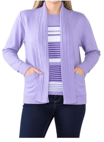 Ladies Twin Set Stripped Knitted Cardigan Classic Sweater Womens Long Sleeve Open Front Knit Stripe Jumper Casual Wear Top Winter Wear Fancy Party Wear Stripes Cardigan Plus Size S-XL