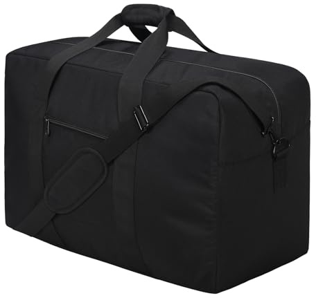 LONALIA 70L Grand Sac de Voyage - Couettes, Oreillers, Couvertures - Grand Sac de Sport pour Les Vacances Weekend Camping - Noir