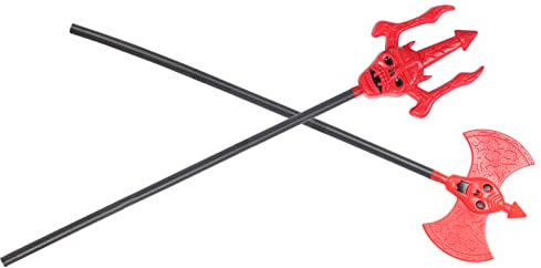 VALICLUD 1satz Halloween Teufelsrequisiten Teiliges Mit Roter -doppelaxt Und Teufelsdreizack Hochwertige Halloween Cosplay Requisiten Für Partys Und Kostümspiele