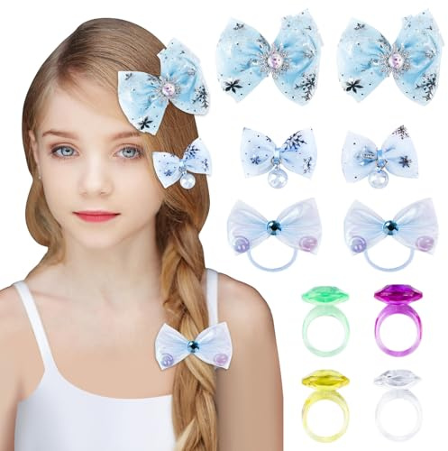 Haarspangen Mädchen 10 Pcs Haarschmuck Set Cartoon Thema Eiskönigin Haarschmuck Schmuckset Karikatur Haarspangen Kindertagsgeschenk Geburtstag Geschenk für Baby Mädchen Teens Kleinkinder