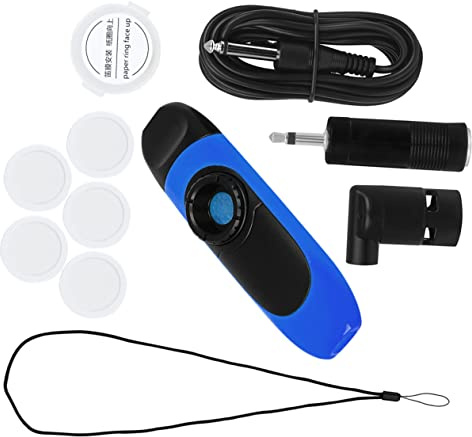 Elektrisches Kazoo Instrument 1 Satz für Profis und Anfänger Blau | Abs Material, mit Verbindungskabel, Adapter und Flötenmembranen, Solo Instrument, Begleitend