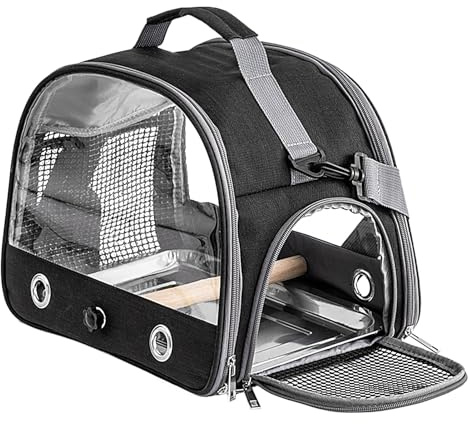 Tragetasche für Vögel, Papageienkäfig | Reisen zum Transport von Haustieren mit Barsch und Tablett, atmungsaktive Tiere, Haustierzubehör Portil