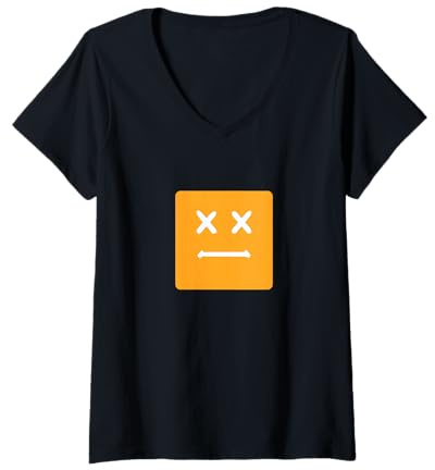 Mujer Naranja X-Eyes Bloque Cara Naranja Gráfico Camiseta Cuello V