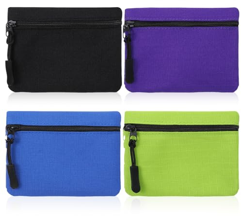 Elegaperma 4Pcs Zipper Coin Purse,3×5 Oxford Cloth Coin Purse with Zipper