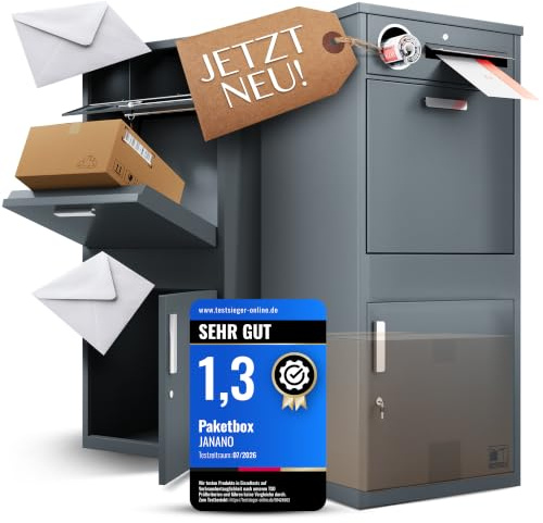 Paketbox mit Zeitungsfach - Paketbriefkasten Witterungsbeständig, Briefkasten mit Paketfach Anthrazit, Paketkasten, Diebstahlschutz, Paketbox draussen groß XXL Montageanleitung