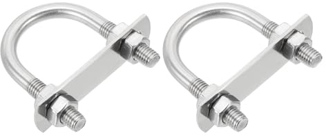 sourcing map M8 U-Bolts, 2 Sets 33mm(1.3) Inner Width 61mm Length 304 Stainless Steel Round Bend U Clamp with Nuts and Plates for Ski Boat, Fishing Boat