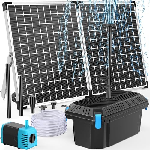 POPOSOAP 40W Teichfilter Solar mit Springbrunnenpumpe, 1620 L/h Komplettes Teichfiltrations- und Solarbrunnen-Set für kleine Gartenteiche, Aquarien und Wasserspiele