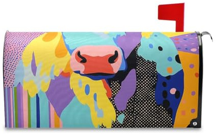 sanluoli Copertura decorativa per cassetta della posta con mucca psichedelica delle Highland per Pasqua, simpatica copertina per cassetta delle lettere del Ringraziamento, 45,7 x 52,6 cm