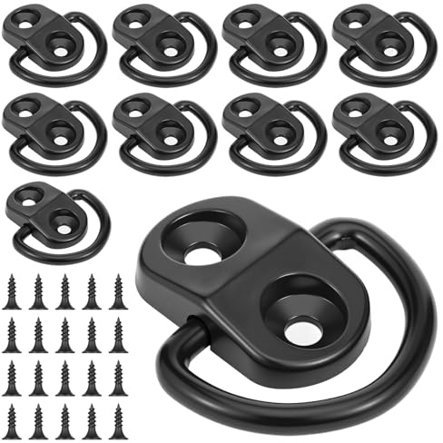 XLIUAX 10 Sets D Rings with Screws, Heavy Duty Anchor Stainless Steel Hooks Lashing Rings Small Retaining Ring for Picture Hangers Hanging Clock Paintings Photos Mirrors Accessories