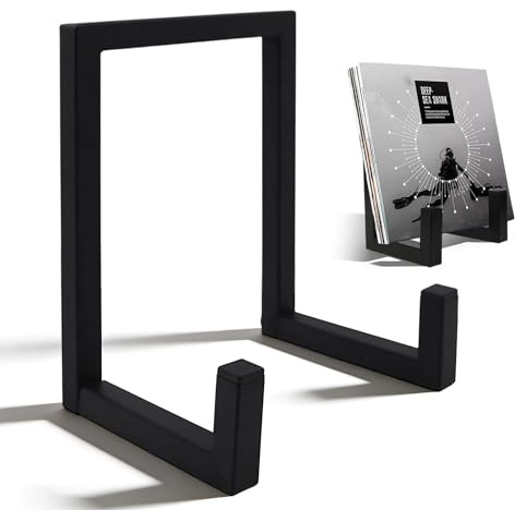 MHYMX Vinyl Stand, Vinyl Record Storage Metal Record Holder Album Display Rack Black Multiple Plate Stand for Display LP Photo Book Plates