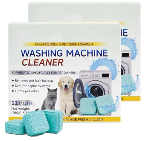 2 Stück Waschmaschinenreiniger, 24 Tabs Waschmaschine Hygiene Reinigung, Waschmaschinenreiniger Extra Stark geeignet zur Kalkentfernung und Reinigung für Tiefenreinigung