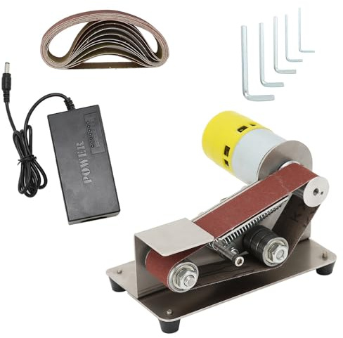 YWBL-WH Mini Ponceuse à Bande, Ponceuse de Polissage électrique avec Vitesse Réglable 4500-9000r/min et Base Solide, pour le Polissage du Bois, de L'acrylique et du Métal (Prise UE 795 (150 W))