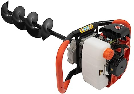 Bdneygtyr Bensin-jordborr 52cc med 3 borrar (100/150/200 mm) och 30 cm förlängningsstång, 2,3 hk bensin jordborr brunnsborr golvborr för trädgårdar, jordbruk, 8 500 rpm, 1,7 kW