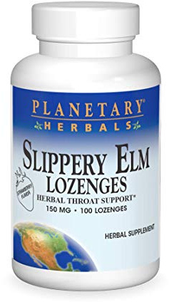 Planetary Herbals Slippery Elm Strawberry Lozenges, Herbal Throat Support, 100 Lozenge