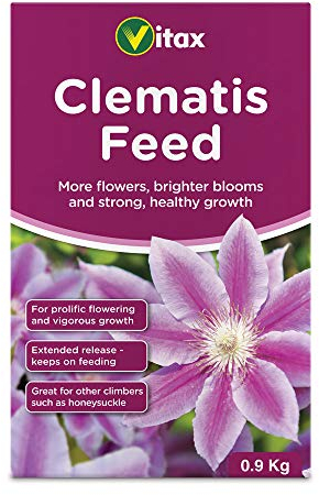 Vitax Clematis Feed, Boosts Growth & Flowering, Specially Tailored Nutrient Mix, Suitable For Clematis, Honeysuckle, Passion Flower And Other Climbers- 900G Box