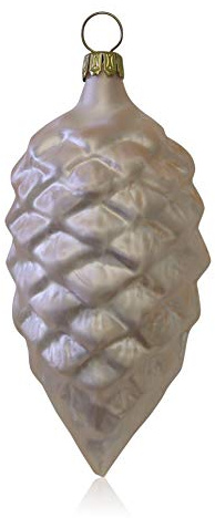 Lauschaer Glas Christbaumschmuck Tannenzapfen Eislack Champagner 4 Stück Christbaumschmuck Weihnachtsbaumschmuck mundgeblasen