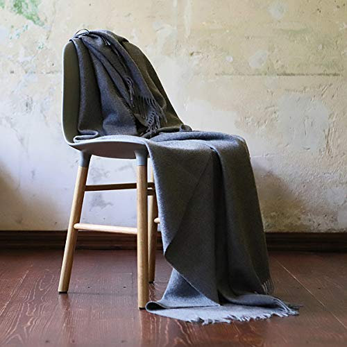 WoolMe Grau Baby-Alpaka Plaid Bella Gestreift, 135 x 200 cm